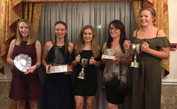 Award-winners with their trophies at the annual dinner. 